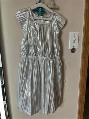 OshKosh B'gosh Girls Shimmery Silver Pleated Dress